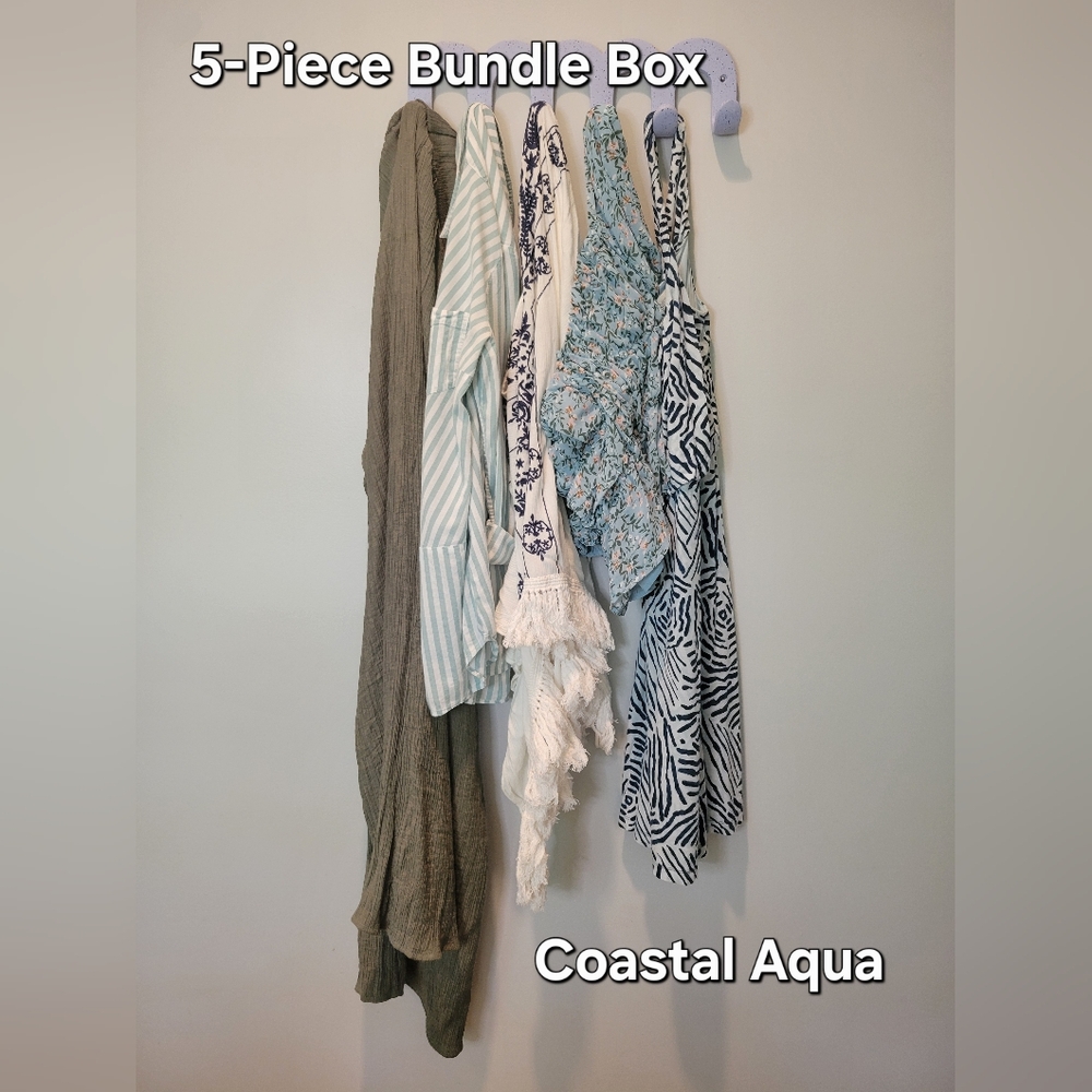 5-Piece Bundle Box Aqua Coastal Floral Astr The Lable Soft Surroundings SZ M